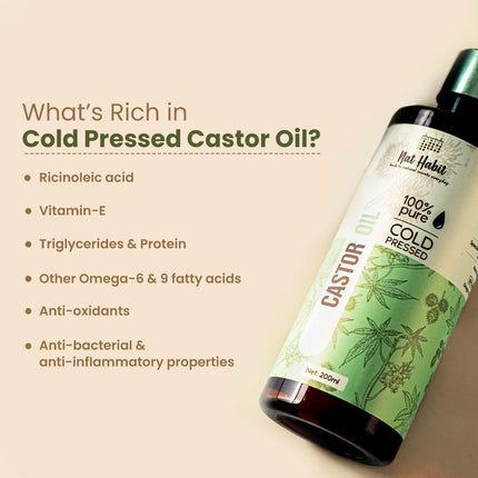 Nat Habit Cold Pressed 100% Pure Castor (Arandi) Oil -200 ml