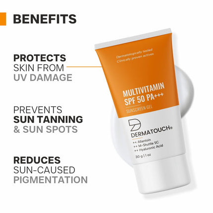DERMATOUCH Multivitamin Spf 50 Pa+++ Sunscreen Gel For All Skin Types | 30g