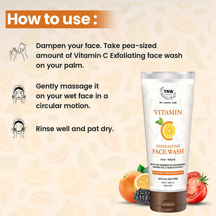 TNW-The Natural Wash Vitamin C Face Wash with Niacinamide, Orange Peel & Tomato Extracts - 100ml