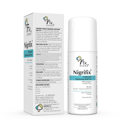 Fixderma Nigrifix Underarm Roll on with 6% AHA, Lactic Acid & 1% Mandelic Acid & Kojic Acid -60ml