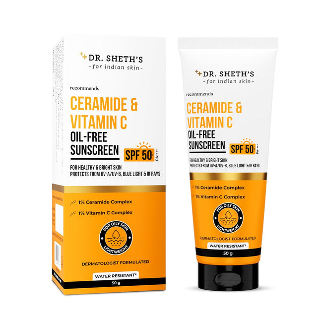 Dr. Sheth's Ceramide & Vitamin C Oil-Free Sunscreen SPF 50+ PA++++  For Men & Women | 50 g