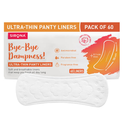 Sirona Daily Use Panty Liners for Women with Aloe Vera - (Pack of 60)