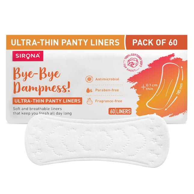 Sirona Daily Use Panty Liners for Women with Aloe Vera - (Pack of 60)