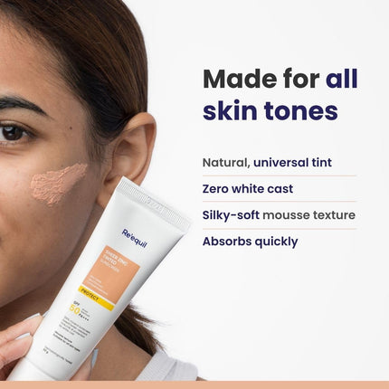 RE' EQUIL Sheer Zinc Tinted Sunscreen With SPF 50 PA+++ 50gm