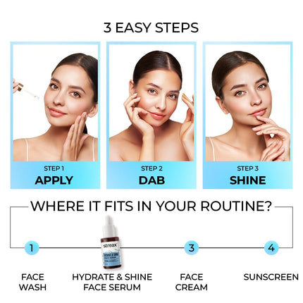 Streax Hydrate & Shine Face Serum, 30ml|11% Hyaluronic Acid