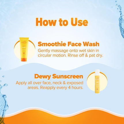 Aqualogica Glow+ Dewy Skin Combo | Face Wash + Sunscreen | 100 g + 50 g