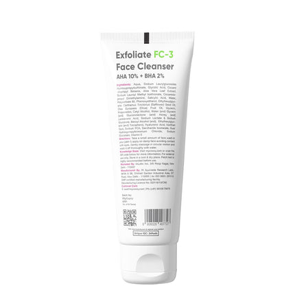 Cos-IQ Exfoliating Face Wash for Oily & Dry Skin | 2% Salicylic Acid BHA & 10% Glycolic Acid AHA | 100ml