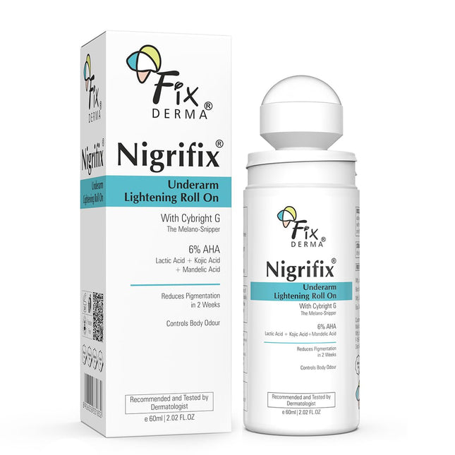Fixderma Nigrifix Underarm Roll on with 6% AHA, Lactic Acid & 1% Mandelic Acid & Kojic Acid -60ml