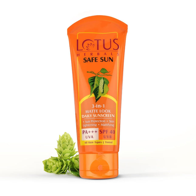 Lotus Herbals Safe Sun 3 In 1 Tinted Daily Sunscreen SPF 40 PA+++ For Women & Men | 100g