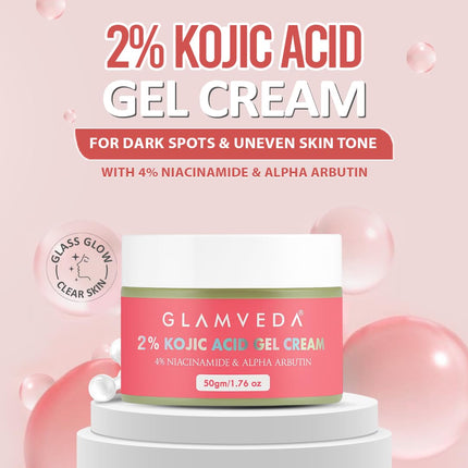 Glamveda 2% Kojic Acid Gel Cream with Niacinamide & Alpha Arbutin - 50gm