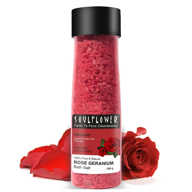 Soulflower Epsom Bath Salt Rose Geranium-500g
