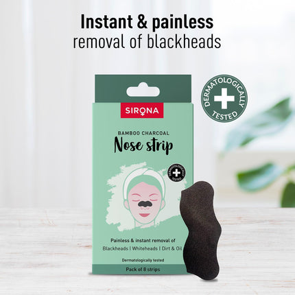 Sirona Bamboo Charcoal Blackheads Remover Nose Strips for Women – 8 Strips (Pack of 1)