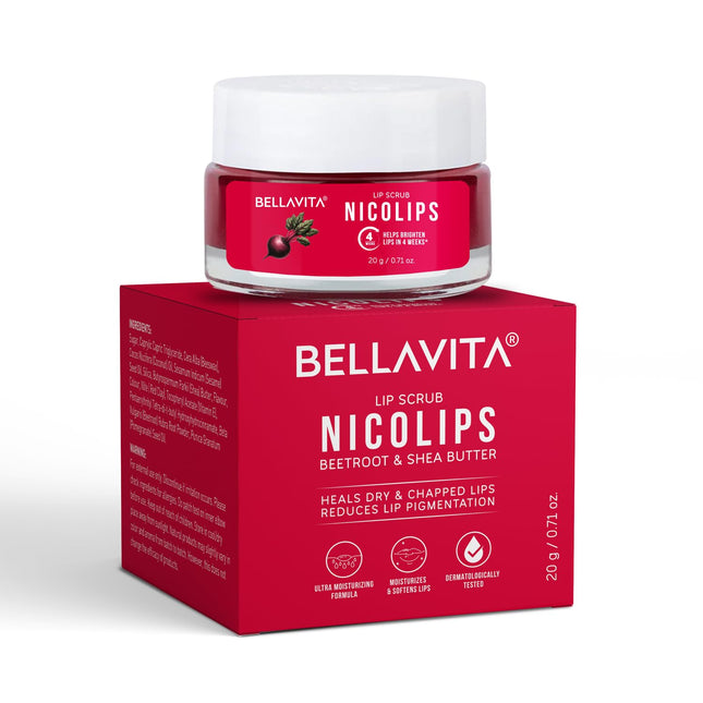 Bella Vita Organic NicoLips Lip Balm & Lip Scrub | Lip Balm for Dark Lips-20g