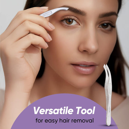 Vega Tweezer - Slaint Tips for Facial Hair Removal & Eyebrow Shaping, Professional Eyebrow Tweezer