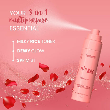 Suroskie Glow Up Juice SPF 35 PA++++ 100ml | Rose & Rice Toner Korean Skincare for Glass Skin
