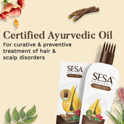SESA Ayurvedic Strong Roots Hair Care Combo With Hair Strengthening Oil (100Ml) And Shampoo + Conditioner (200Ml)