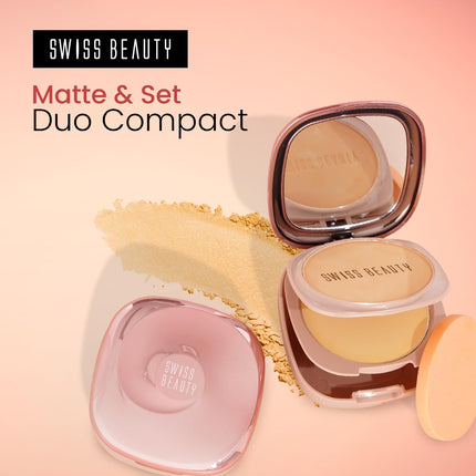 SWISS BEAUTY All Matte & Set Duo Lightweight Compact Powder + Translucent Powder-20gm