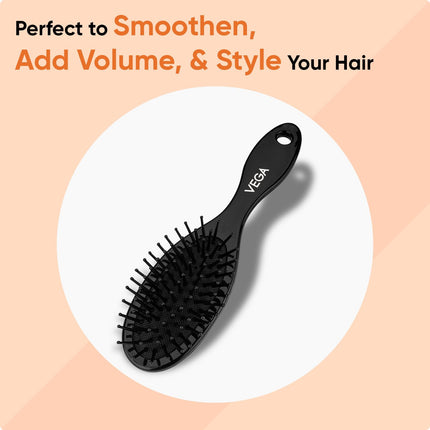 Vega Compact Paddle Hair Brush with Mirror for Men & Women