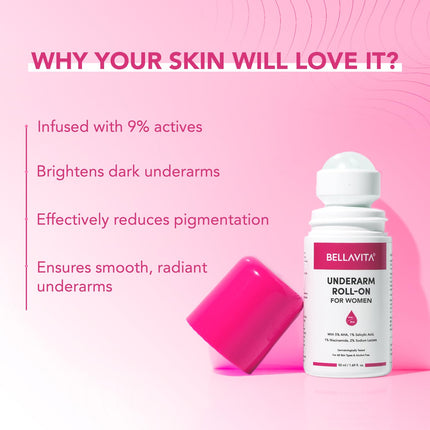 Bella Vita Organic Deo White Natural Underarm 50ml Roll On Deodorant for Women