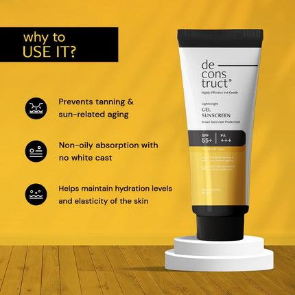Deconstruct Face Gel Sunscreen SPF 50 + and PA+++ | Gel based sunscreen-80gm