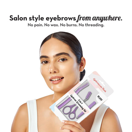 Plush 3-in-1 Professional Eyebrow Grooming Kit Eyebrow Razor + Eyebrow Scissor Comb + Tweezer