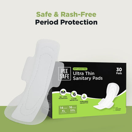 PEESAFE Ultra Thin Sanitary Pad 30 Pads- 14 XL Pads + 16 XXL