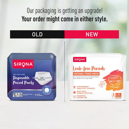 Sirona Disposable Period Panty for Girls & Women | L-XL | Pack of 5