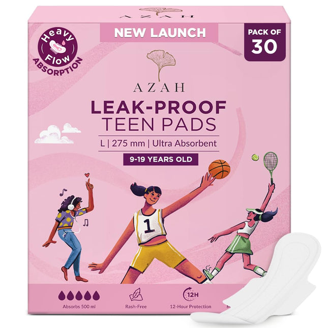 AZAH Sanitary Pads for Teen Large 275 mm [Pack of 30]