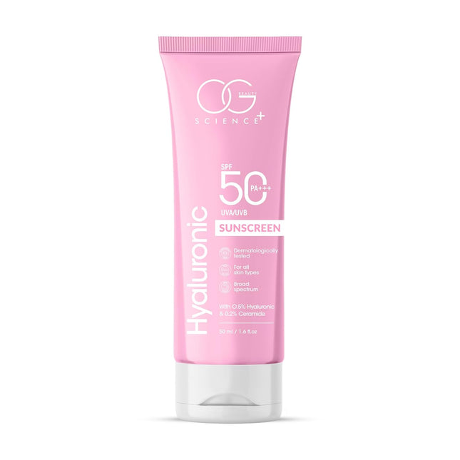 OG BEAUTY SCIENCE SPF 50 PA+++ Sunscreen | 0.5% Hyaluronic Acid & 0.2% Ceramide -50ml