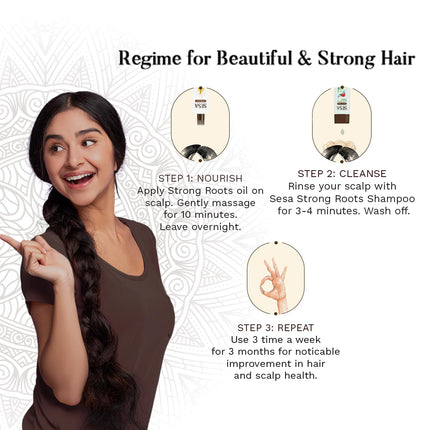 SESA Ayurvedic Strong Roots Hair Care Combo With Hair Strengthening Oil (100Ml) And Shampoo + Conditioner (200Ml)