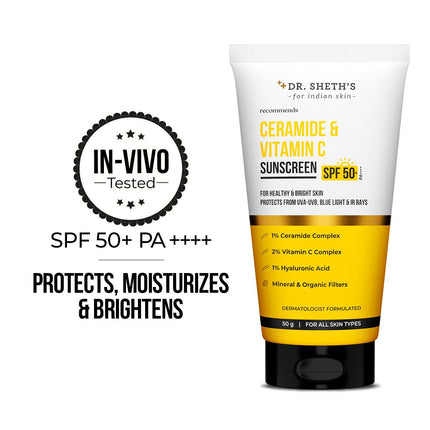 Dr. Sheth's Ceramide & Vitamin C Sunscreen SPF 50+ PA++++| 50 g