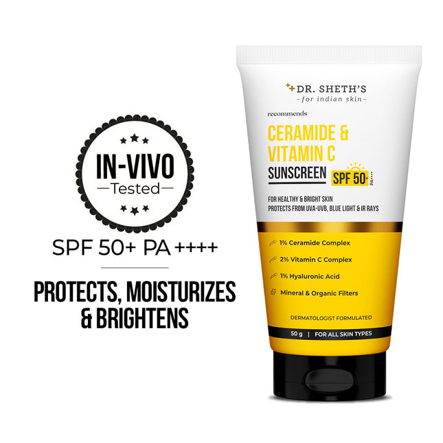Dr. Sheth's Ceramide & Vitamin C Sunscreen SPF 50+ PA++++| 50 g