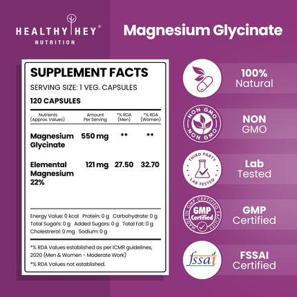 Healthy Hey Nutrition Magnesium-120 Vegetable Capsules
