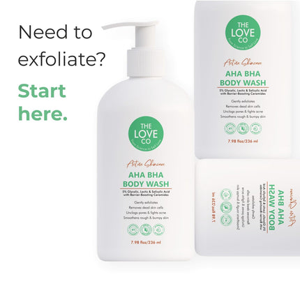 THE LOVE CO. AHA BHA Body Wash | 5% Glycolic, Lactic & Salicylic Acid-236ml
