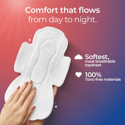 Nua Day & Night Sanitary Pads | Pack of 12 (8 XL Day + 4 XXXL Night Pads