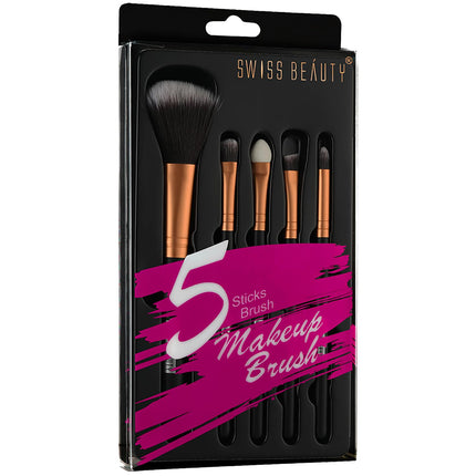 Swiss Beauty Makeup Brushes Set, Makeup Accessory,Gold, 5 Pcs