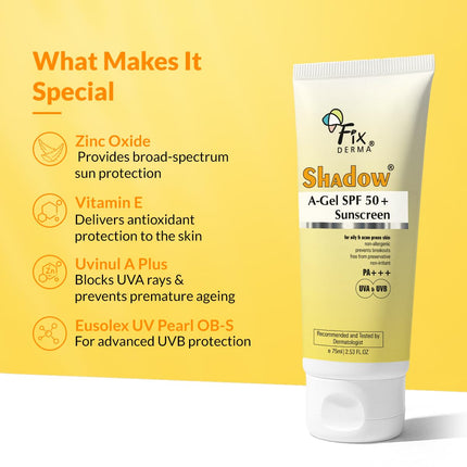 Fixderma Shadow A-Gel SPF 50+ Sunscreen PA+++ | 75gm