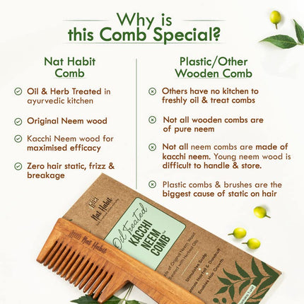Nat Habit Kacchi Neem Wooden Comb