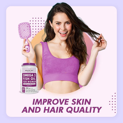 HealthyHey Nutrition Omega 3 Fish Oil 60 Softgel Capsules