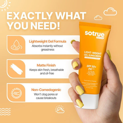 Sotrue Lightweight Gel Sunscreen SPF 50+ PA+++ for Face-50ml