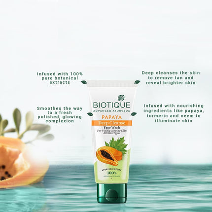 Biotique Papaya Deep Cleanse Face Wash for All Skin Types | 2x100ml