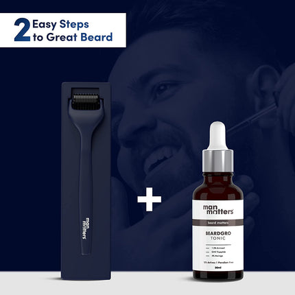 Man Matters Advance Derma Roller with Disinfectant| 540 Micro 0.5mm Titanium Alloy Needles