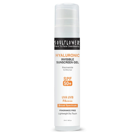 Soulflower Hyaluronic Sunscreen Ultra Light Gel with SPF 50+ & PA++++ -50ml