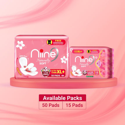 NIINE Naturally Soft Ultra Thin XL+ Sanitary Napkins for Heavy Flow (Pack of 2) 30 Pads