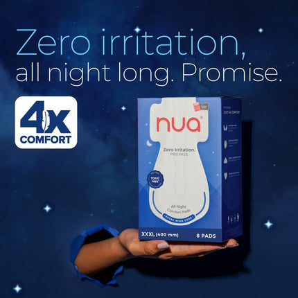 Nua All Night Comfort Sanitary Pads | Pack of 8 (XXXL 400mm)