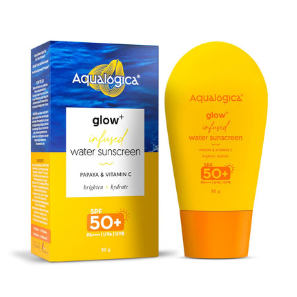 Aqualogica Glow+ Infused Water Sunscreen For All Skin Types Spf 50+ Pa++++ With Papaya&Vitamin C-50G