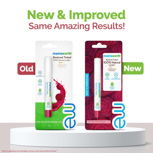 Mamaearth Beetroot Tinted 100% Natural Lip Balm with Beetroot & Beeswax for 12h Moisturized Lips - 2 g