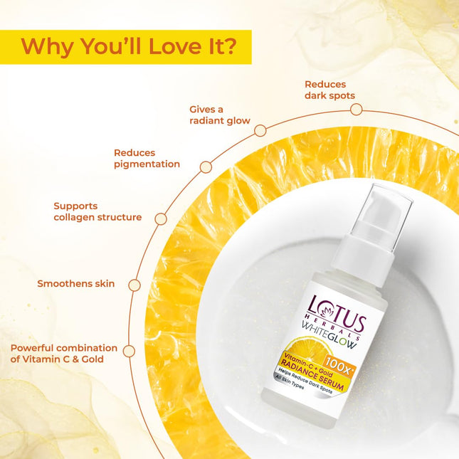 Lotus Herbals WhiteGlow Vitamin C and Gold Radiance Face Serum-30ML
