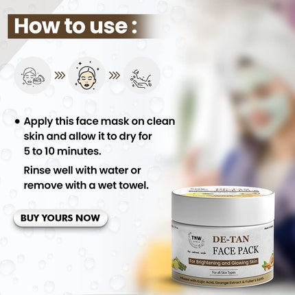 TNW-The Natural Wash DE-Tan Pack with Orange Extract | 50g