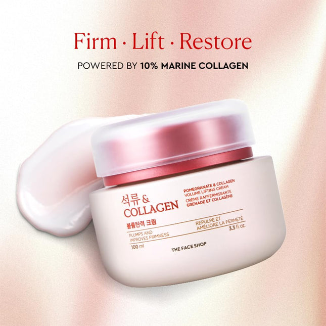 The Face Shop Pomegranate & Collagen Face Cream With 10% Marine Collagen & Pomegranate Extracts-100ml